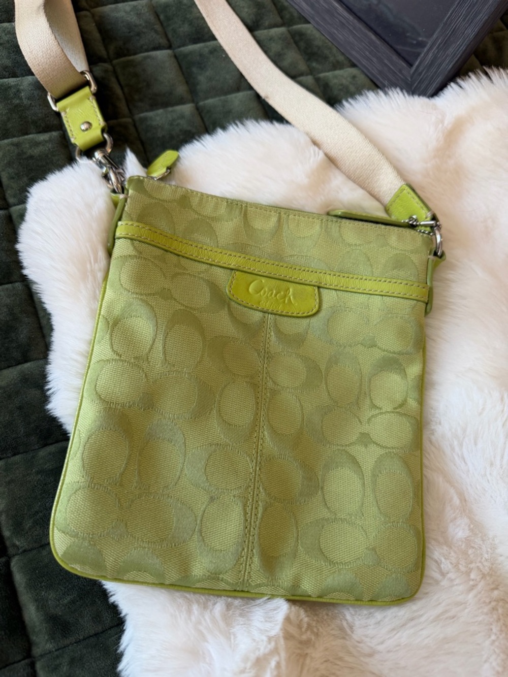Coach Lime Green Signature Crossbody Bag